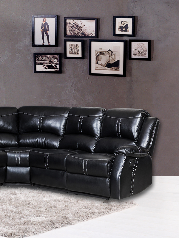 Lorraine Bel-Aire Ebony Left Facing Reclining Sectional Lifestyle righty